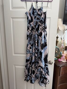 Free People Black, Light Blue & White Floral Maxi Dress
